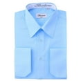 thumbnail image 2 of Berlioni Italy Men's Convertible Cuff Solid Long Sleeve Dress Shirt Light Blue, 2 of 4