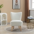 thumbnail image 2 of Armless Accent Chair with Rubber Wooden Legs, Modern Upholstered Corner Side Chair, 2 of 8
