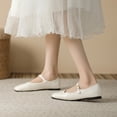 thumbnail image 2 of Ruitaoo Women's Mary Jane Flats Shoes - Lightweight Soft Square Toe Slip On Work Flats Flexible Business, Walking, Daily White 37, 2 of 5