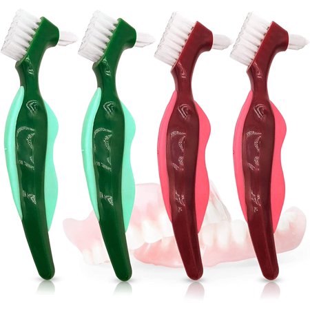 Denture Brush Toothbrush, Cleaning Brush, Multi-Layered Bristles & Portable Denture Double Sided Brush, Denture Care(Pack of 3)