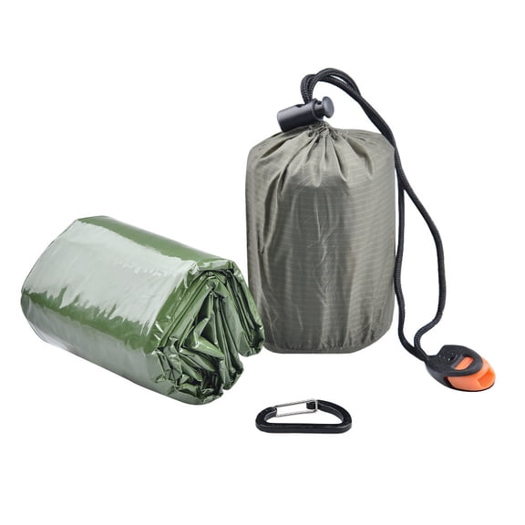 KONTONTY Emergency Sleeping Bag Outdoor Survival Sleeping Sack Lightweight Green Thermal