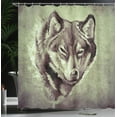 thumbnail image 4 of Ambesonne Tattoo Shower Curtain, Winter Wild Wolf Forest, 69"Wx75"L, White and Black, 4 of 5