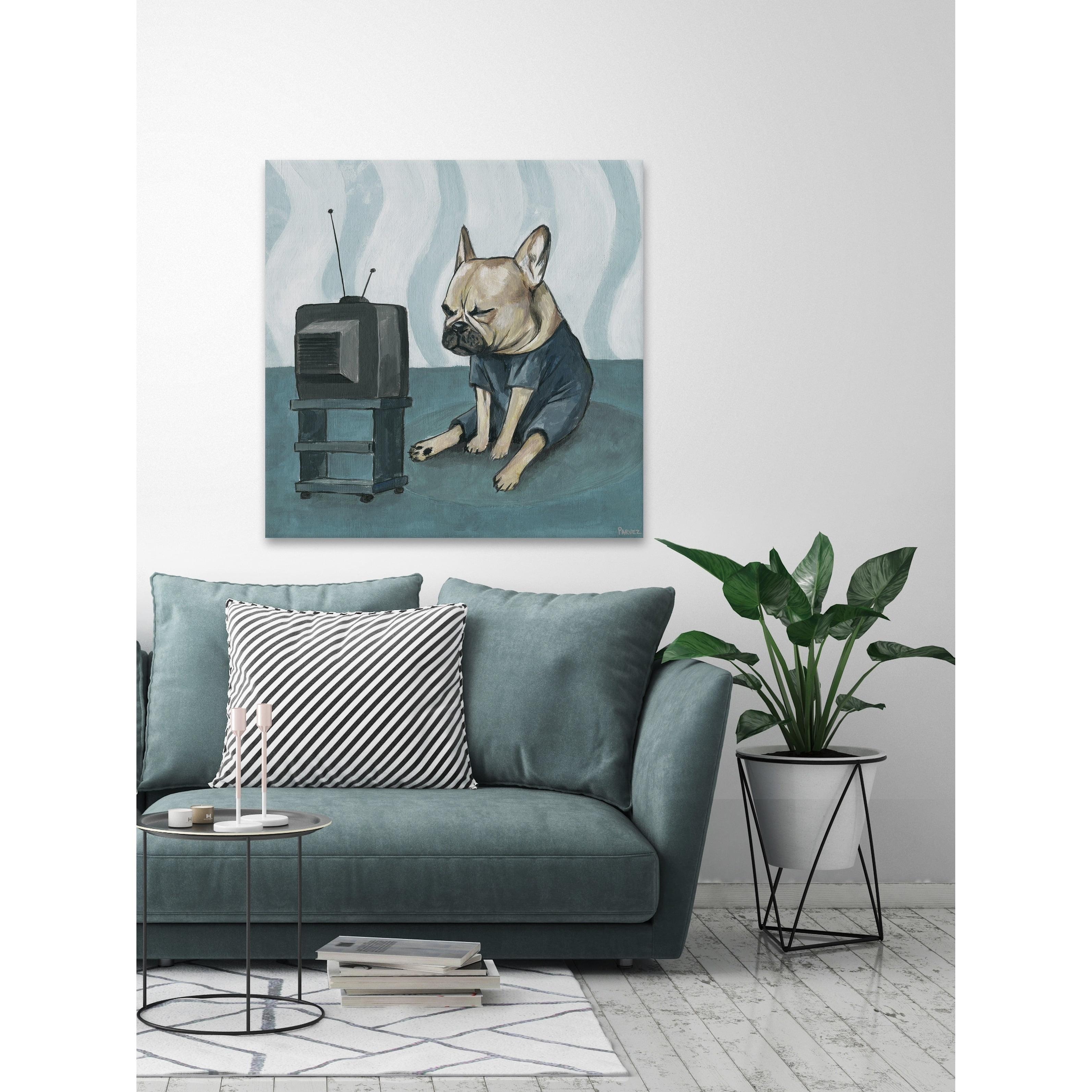 Parvez Taj Bored Bulldog Canvas Wall Art
