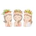 thumbnail image 3 of Naxoaeo Cute Succulent Plant Pot with Drainage Hole large girl face planter pot big Resin lady head planter tall flower vases and Outdoor plants fairy garden gift for female plants lover, 3 of 5