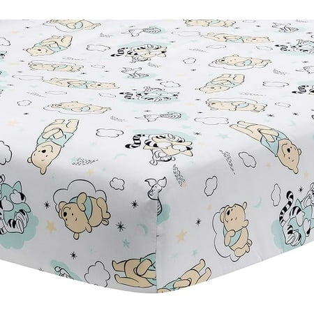 Lambs & Ivy Disney Baby Winnie The Pooh Hugs White Fitted Crib Sheet