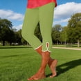 thumbnail image 4 of Women's High Waist Compression Capri Yoga Pants, Side Vent Detail Workout Leggings with Pockets, Plus Size Knee-Length Capri Tights for Gym, Running and Casual Wear Light Green M, 4 of 8