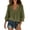 Army Green, variant on Womens Tops V Neck 3/4 Puff Sleeve Shirts Solid Color Drawstring Dressy Casual Blouses
