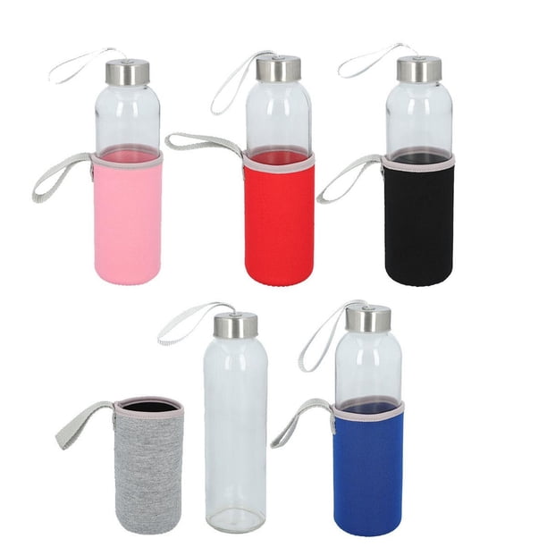 Cilindro de vidrio/Con funda removible capacidad de 500ml negro 6.5 x 22