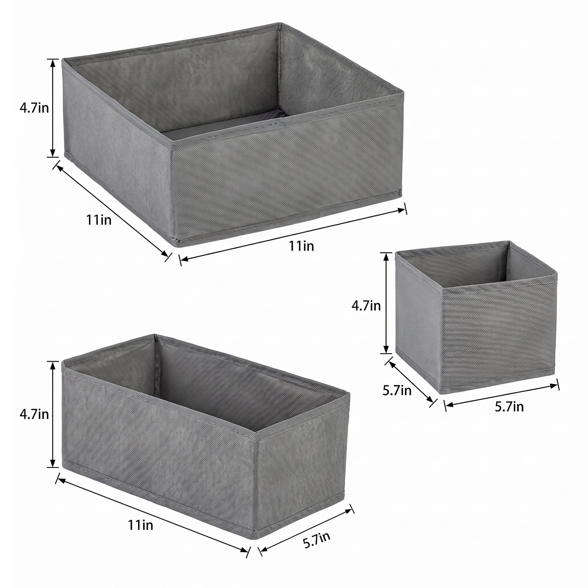 Unique Bargains Collapsible Storage Bin with Zipper for Shelves Closet Light Gray 6PCS