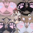 thumbnail image 2 of 5 Pcs Creative Cat Cosplay Costume Kitten Tail Ears Collar Paws Gloves Anime Lolita Gothic Set For Party Cosplay (black), 2 of 2