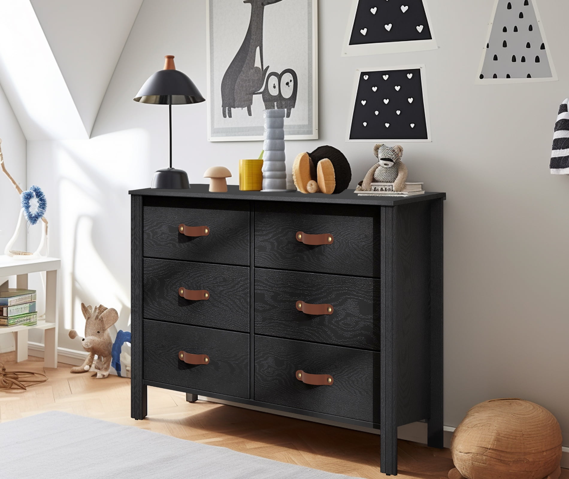 Wood Dresser Drawer Storage Cabinet Black Dresser