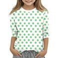 thumbnail image 1 of MeetoTime Mode Enfant Couleur Unie Imprimé Manches 3/4 Col Rond Hauts T-shirt pour Garçons Filles, 1 of 4