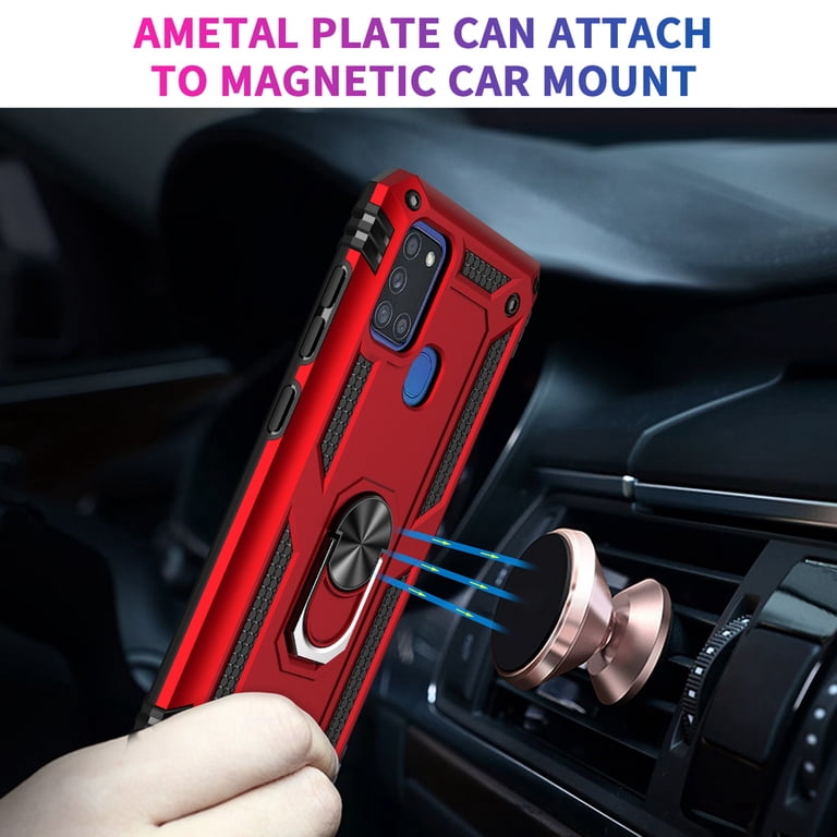 Dteck Samsung Galaxy A21 Case, 360 Metal Rotating Ring Kickstand