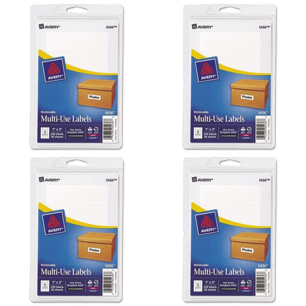 Removable Print/Write Labels, 1 x 3 Inches, White, Pack of 250 (5436