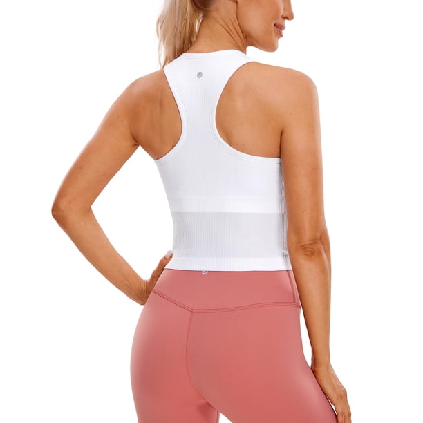 Sostén CRZ YOGA sin costuras, acanalado, espalda nadadora, con relleno, blanco, talla L