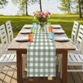 thumbnail image 3 of Sage Green Buffalo Plaid Table Runner 70 Inches Long,Farmhouse Green White Checkered Cotton Linen Table Runners Dresser Scarves,Decorative Tabletop Scarf Furniture Cover for Home Dinner Party 13"x70", 3 of 8