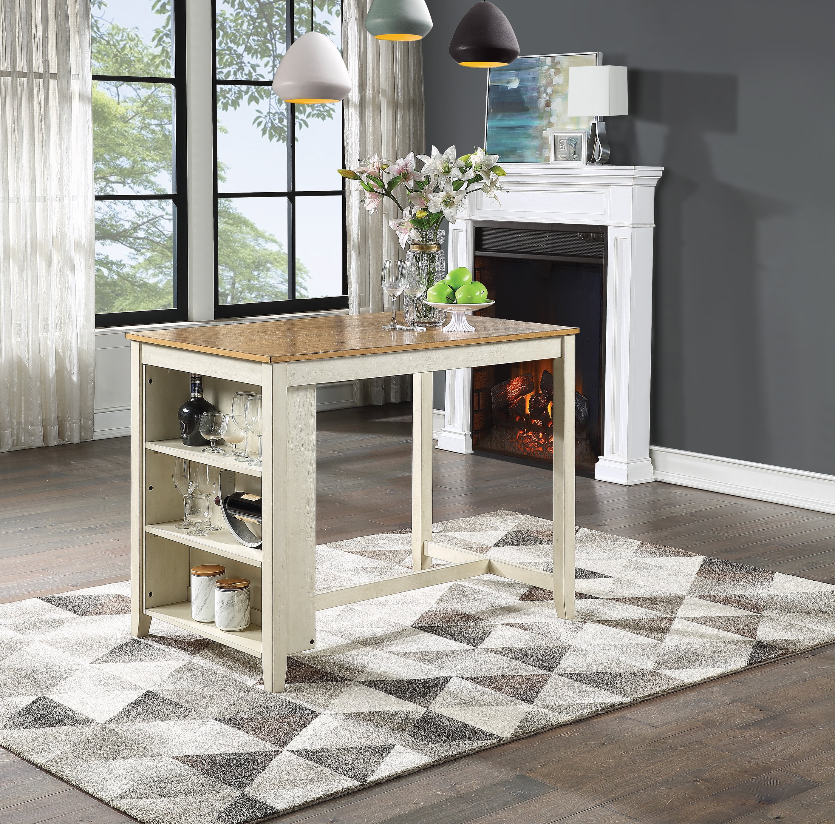 OSP Home Furnishings Century Dining Set with Table and 4 Stool in