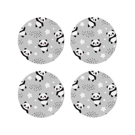 

Naloa Pandas Leather Coasters for Drinks Durable Drink Coasters 4 Set for Tabletop Protection Luxurious Home Décor and Housewarming Gift ( {designName})Round Shape