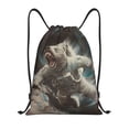 thumbnail image 1 of Xecao Astronaut Polar Bear Roar Pattern Sports Drawstring Backpack - String Swim Gym Bag with Wet Proof Pocket for Women&Men-Small, 1 of 6