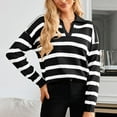 thumbnail image 5 of Krdevn Women's Casual Long Sleeve Striped T Shirt Crew Neck Basic Top Blouse for Daily Wear Fall Winter,Women's Tops, Tees & Blouses,Size:S, 5 of 6