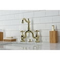 thumbnail image 2 of Kingston Brass KS7972AX English Country Bridge Bathroom Faucet with Brass Pop-up, Polished Brass, 2 of 7