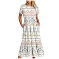 thumbnail image 1 of Robes pour Femmes 2024 Été Surdimensionnée Manches Courtes Col Rond Ample Imprimée Couleur Longue Robe Rabais de 50 % Liquidation!, 1 of 4