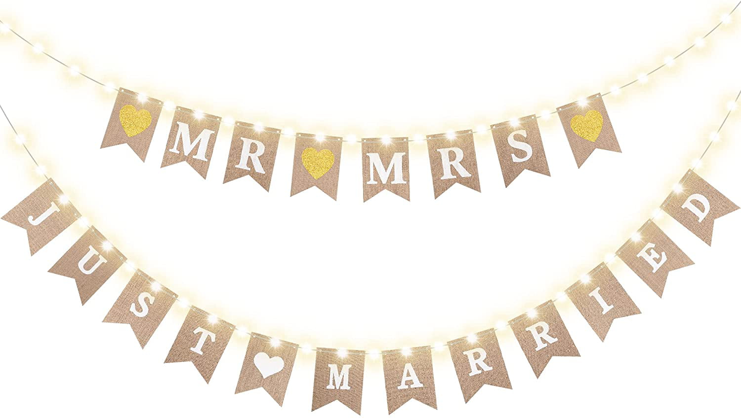 JUST MARRIED Wedding Banner Party Decorations Bunting Garland Photo Party Signs 