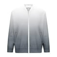 thumbnail image 5 of HOOMEUMY Men's Ombre Bomber Jacket Zip Up Lightweight Long Sleeve Jacket Gradient Color Outwear Sport Coat Spring Autumn Fashion d_Gray L, 5 of 5