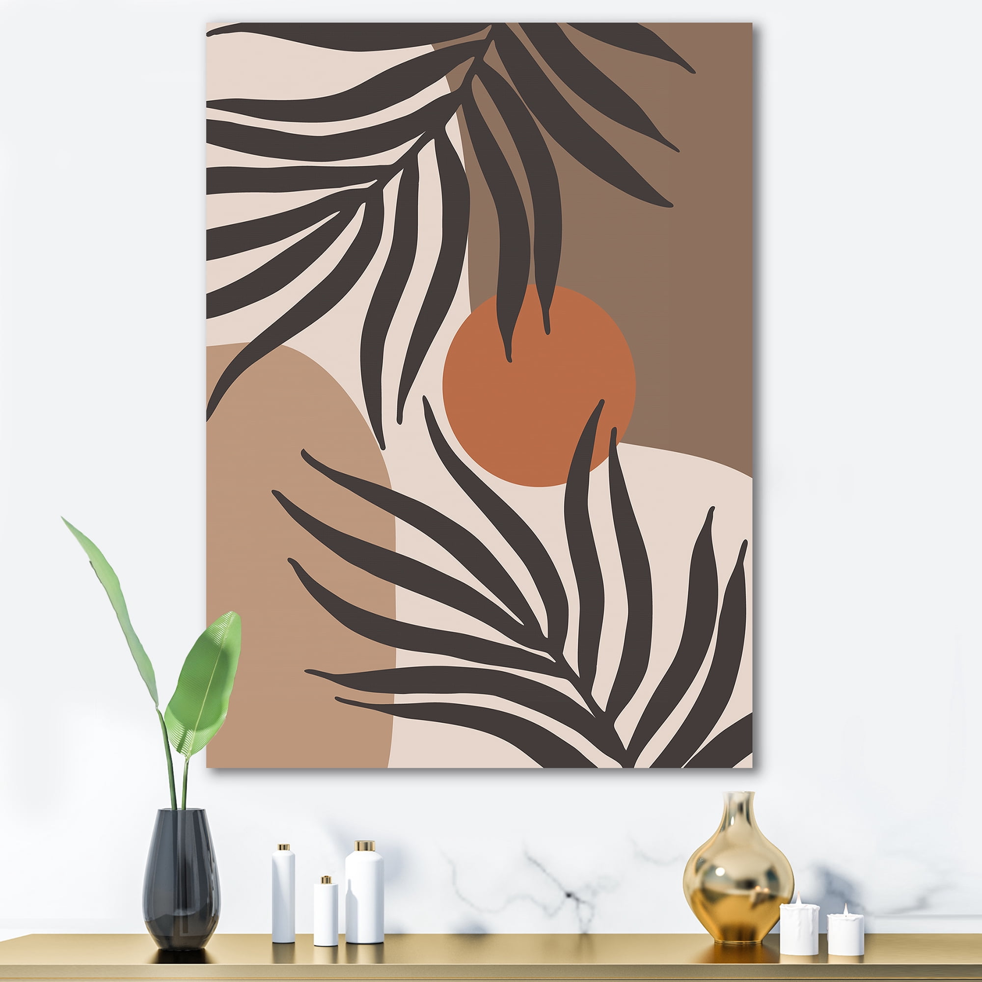 Sun and Moon Shapes In Retro Terracotta Tones III 30 in x 40 in Painting Canvas Art Print, by Designart