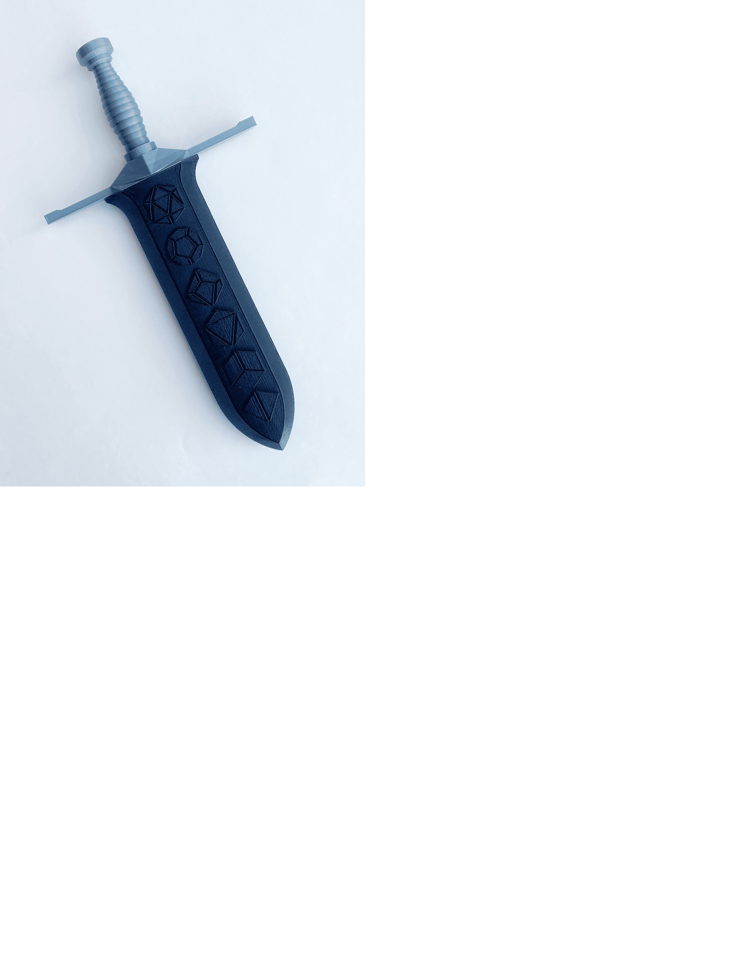Slice and Dice Dice Sword Holder with 7 Polyhedral Role Playing Dice | DND RPG D&D Dungeons and Dragons, Black Embossed