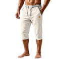 thumbnail image 2 of BRELIL Men Plus Size Capri Pants Drawstring Loose Fit Summer Casual Beach Vacation Shorts Lounge Trousers Solid Outdoor Travel Bottoms, White XL, 2 of 5