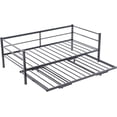 thumbnail image 2 of VINGLI Daybed with Pop Up Trundle, Heavy Duty Metal Twin Bed with Trundle, No Box Spring Needed, Black, 2 of 9