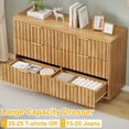 thumbnail image 6 of Fluted 6 Drawer Dresser for Bedroom, Wide Modern Chest of Drawers with Metal Handle, Curved Profile Design, Wood Closet Clothes Storage Organizer for Bedroom, Living Room, Hallway, 6 of 8