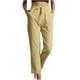 thumbnail image 2 of Pntutb Mujeres Sólido Algodón Lino Tobillo-Longitud Pantalones Pokets Casual Elástico Pantalones Largos Pantalones Pntutb Pntutb-8197, 2 of 8