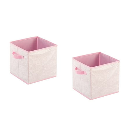 Urban Shop Crushed Velvet 2 Pack Collapsible Storage Cubes, Blush ...