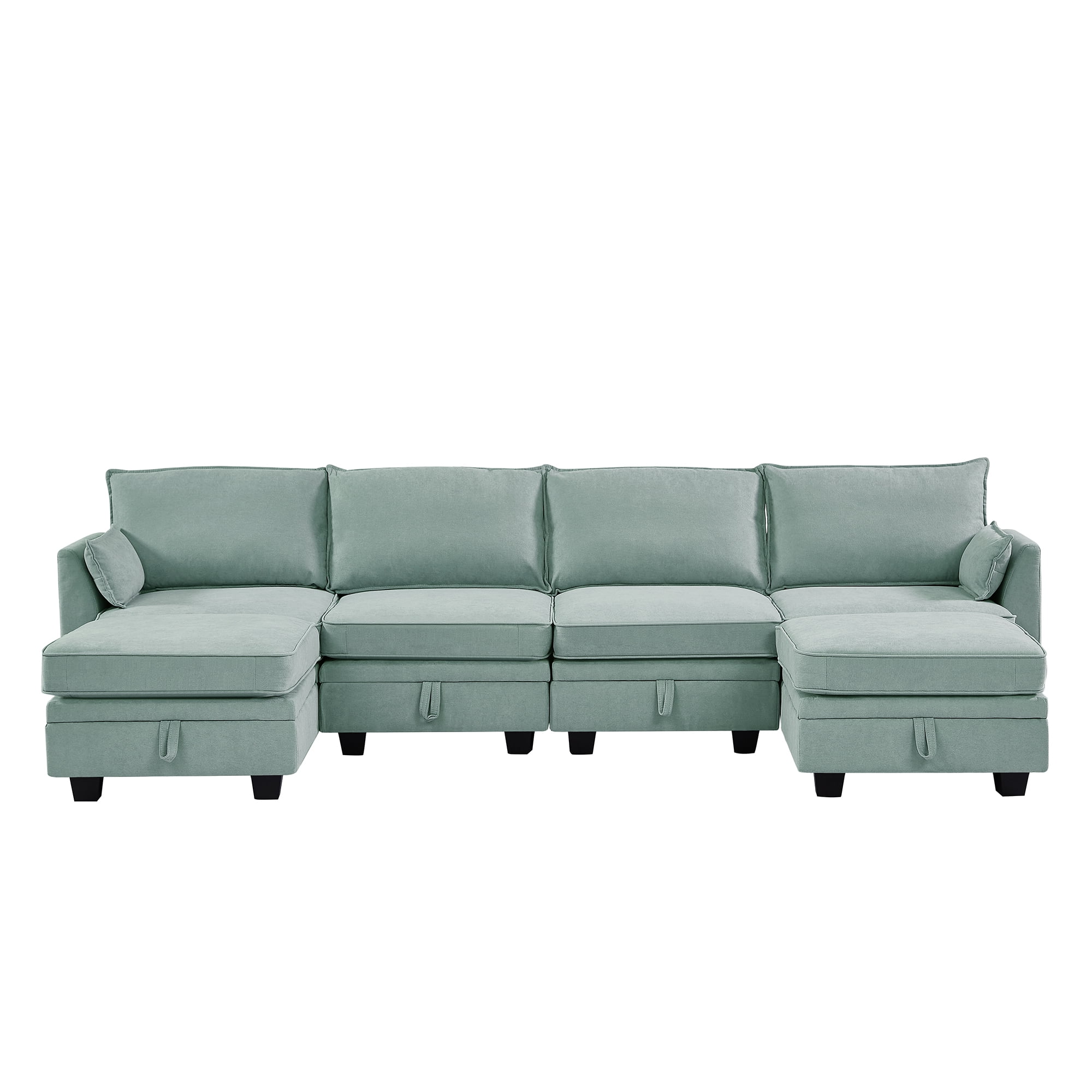 YYAo Modern Large U-Shape Modular Sectional Sofa, Reversible Sofa Bed with Storage Seat for Living Room, Light Green YYAo Modern Large U-Shape Modular Sectional Sofa, Reversible Sofa Bed with Storage Seat for Living Room, Light Green