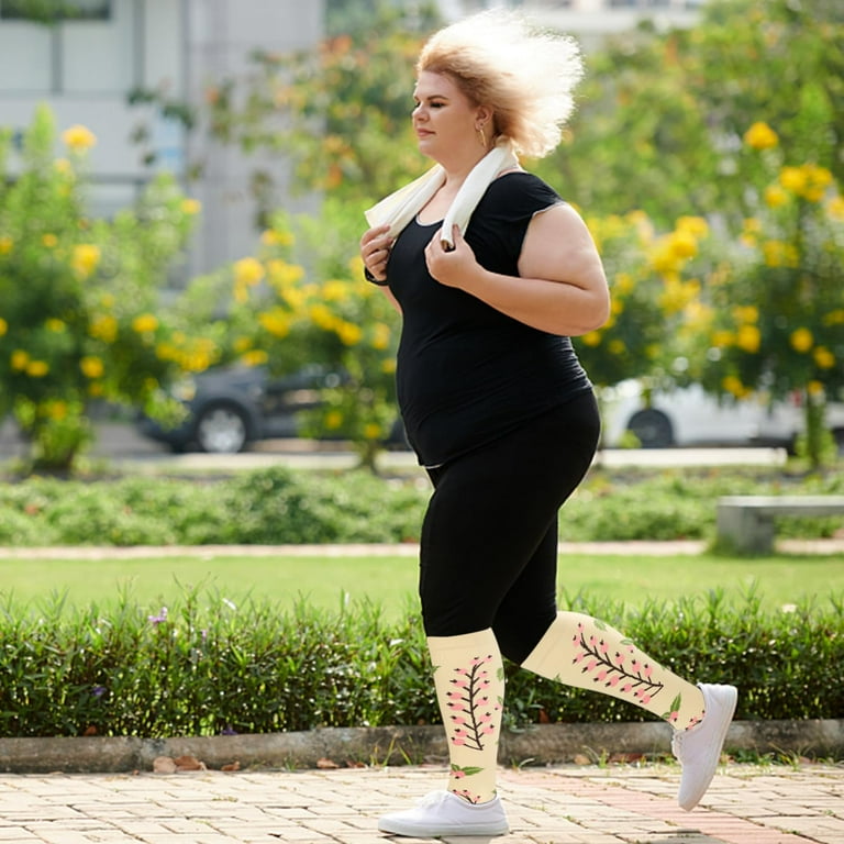4 Pairs Plus Size Compression Socks 20-30 MmHg - Wide Calf Circulation Socks For Men & Women