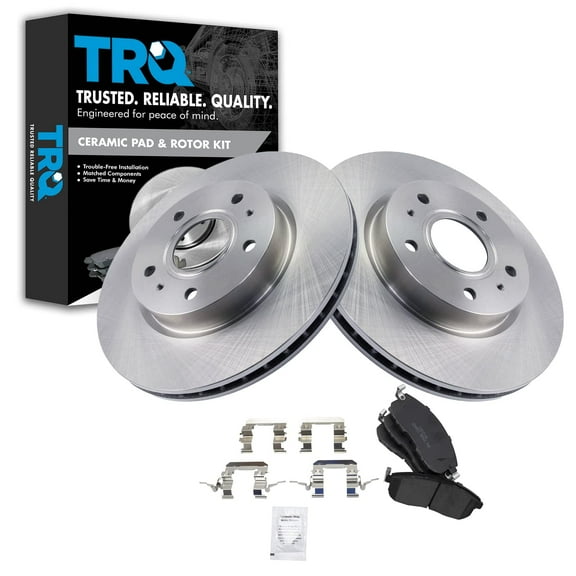 TRQ Front Brake Pad & Rotor Kit Brake Pads Brake Rotor Ceramic Fits Select 2007-2013 Suzuki SX4