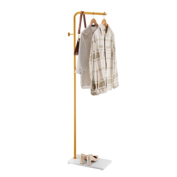 Coat Rack Freestanding, 3 Hook Hall Tree with Quartz Base, Free Standing Coat Stand for Entryway, Bedroom, Living Room, Clothes Hanger for Coats, Hats, Bags