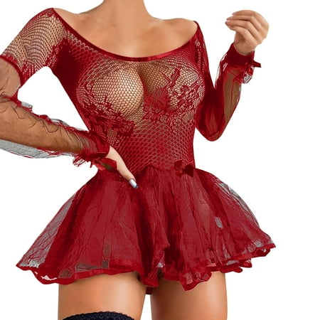 Women Nightgown Bodysuit for Women 1 Piece Red Lingerie Dress Valentine Lingerie for Women S