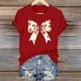 thumbnail image 6 of Womens Valentines Tshirts Cute Bow Valentine Day Graphic Tees Pullover Summer Short Sleeve Casual Tee Tops, 2XL Red, 6 of 6
