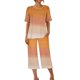thumbnail image 5 of Pijamas de Verano para Mujeres, Suelto Impreso Manga Corta Superior Y Pantalones Recortados, Cuello Redondo Casual, 5 of 6