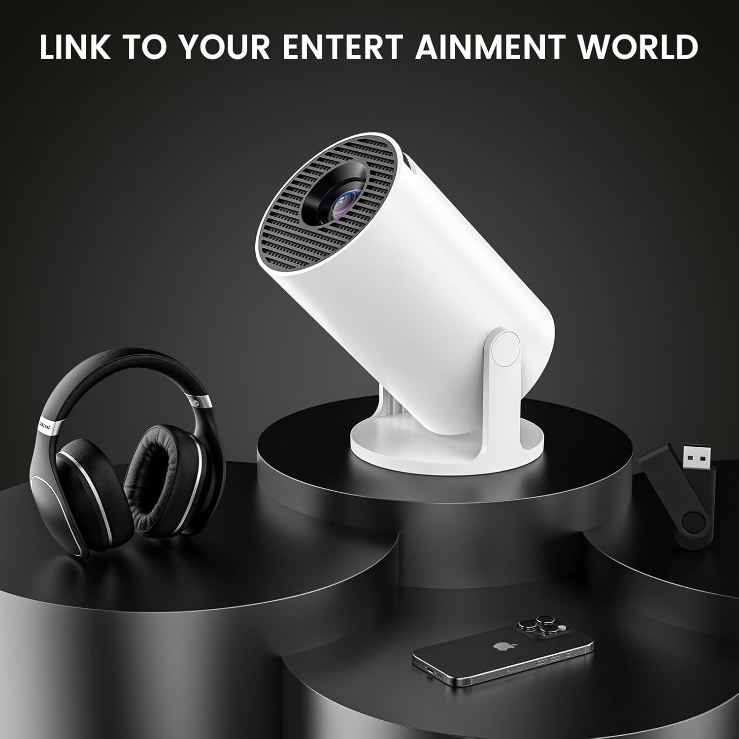 Projector with WiFi 6  5.4 160 ANSI 4K HD  Portable Home Theater for Outdoor Movie