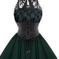 thumbnail image 3 of QLEICOM Women Gothic Dress, Sleeveless Halter Neck Vintage Goth Dresses with Peasant Bodice, Formal Halloween Punk Hippie Dresses, Black Lace Draped Irregular Swing Cocktail Dress Green XL, 3 of 3