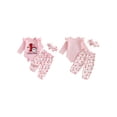 thumbnail image 2 of Loicainy Infant Baby Girl Christmas Outfit 3 6 12 18 Months Long Sleeve Embroidery Romper Pants Headband Clothes Set, 2 of 9