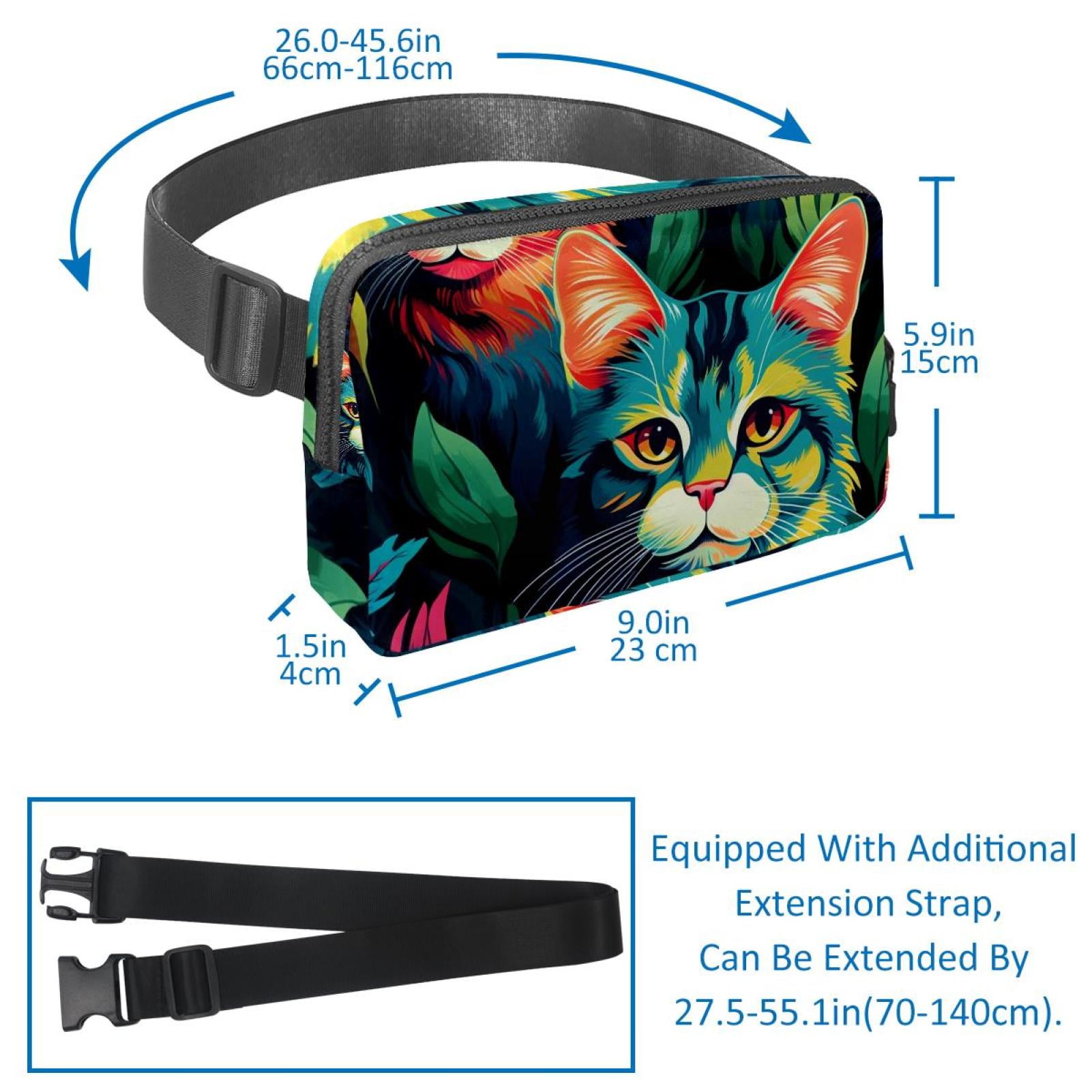 Cat Lightweight Adjustable Fanny Packs with Extension Strap - Unisex Waist Bags Running Belt