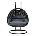 thumbnail image 2 of LeisureMod Mendoza Charcoal Wicker Hanging 2 Person Egg Swing Chair with Stand & Charcoal Cushions, 2 of 9
