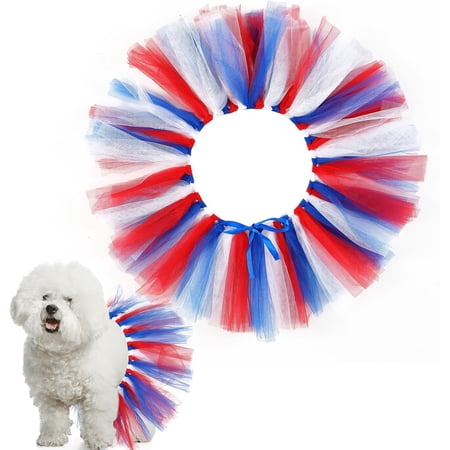 Dog Tutu Tulle Tutu for Dogs Small Large Medium Puppy Dress Ballerina Costume Skirt for Holiday Puppy Cats Bunny Pet Outfit Birthday Wedding Party Photo Prop Supplies(Red White and Blue)