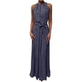 thumbnail image 1 of AMERTEER Mode Femmes Sans Manches Polka Dot Imprimé Ceinture Licou Fête Banquet Maxi Robe, 1 of 8