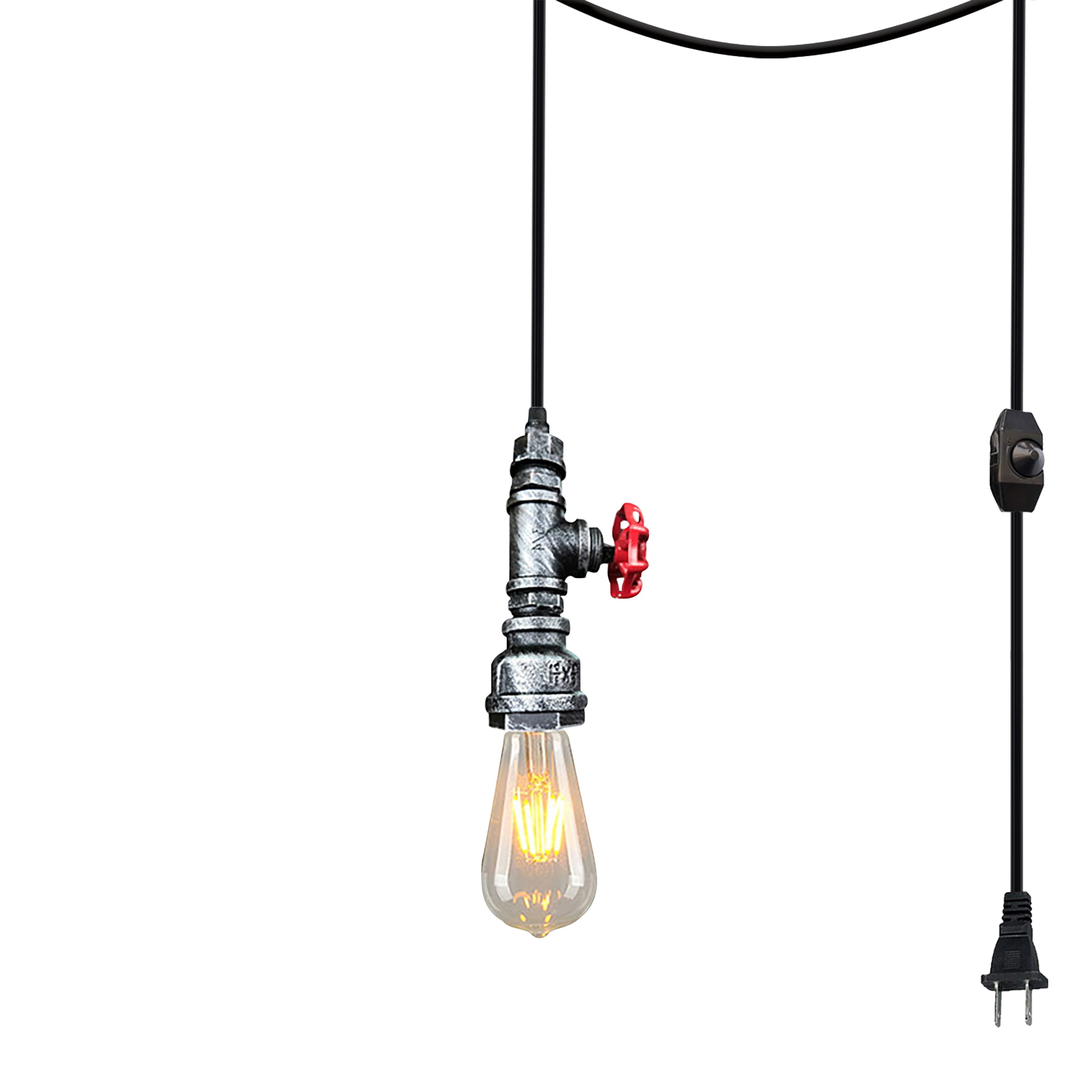 Kiven Plug in Pendant Light,Industrial Hanging Light and 15FT Plugin